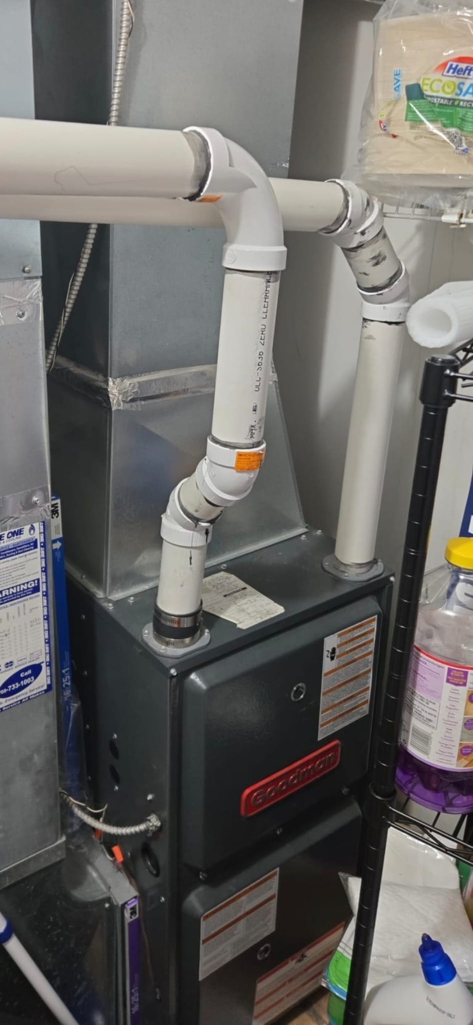 Goodman furnace with new PVC venting installed