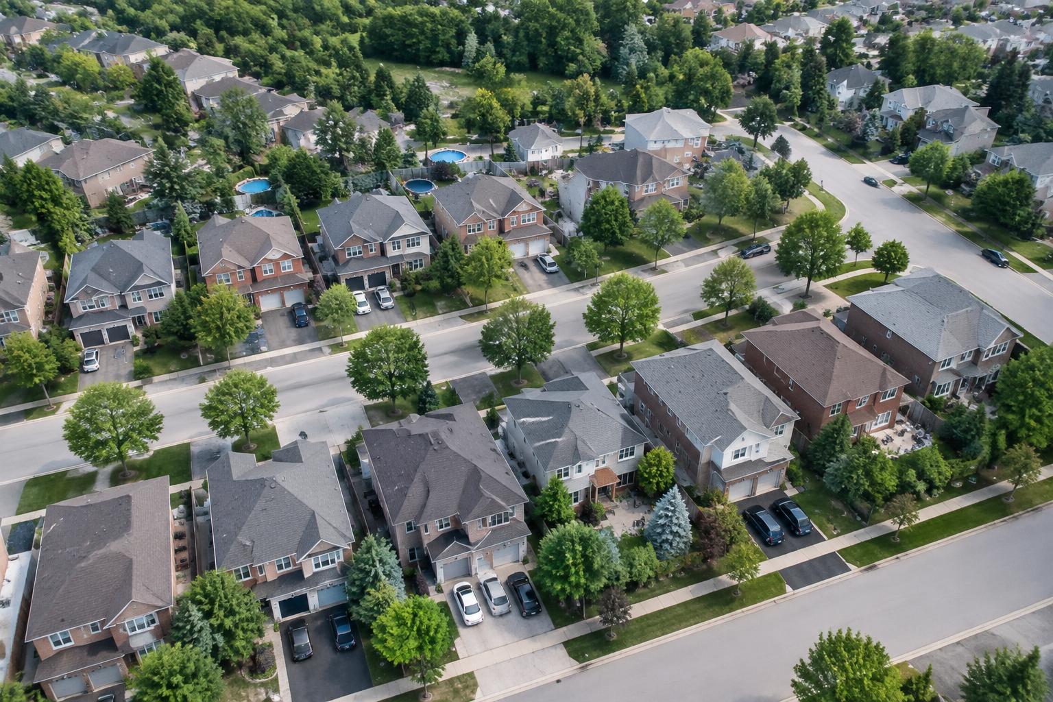 Aerial view of a suburban GTA neighbourhood