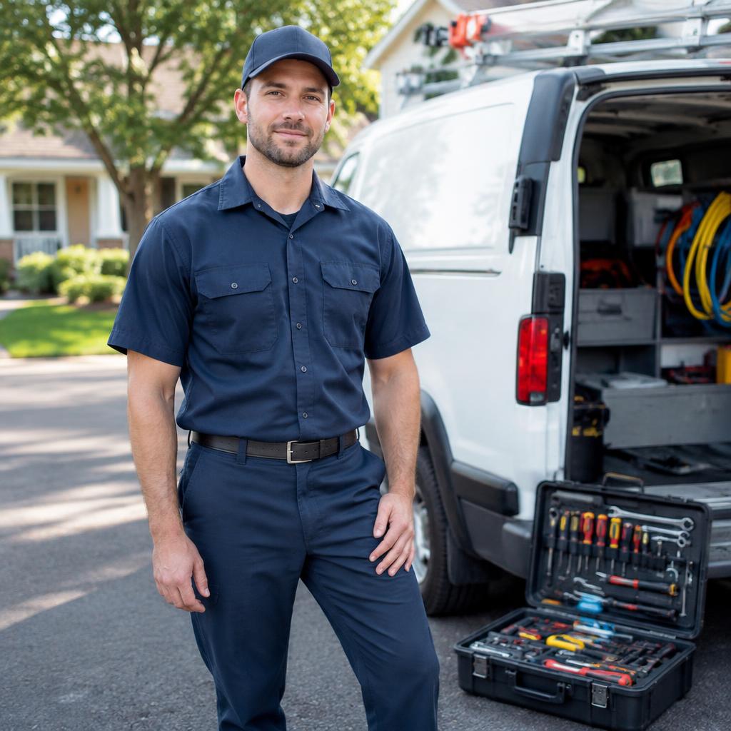 Professional HVAC technician ready to repair a heating system